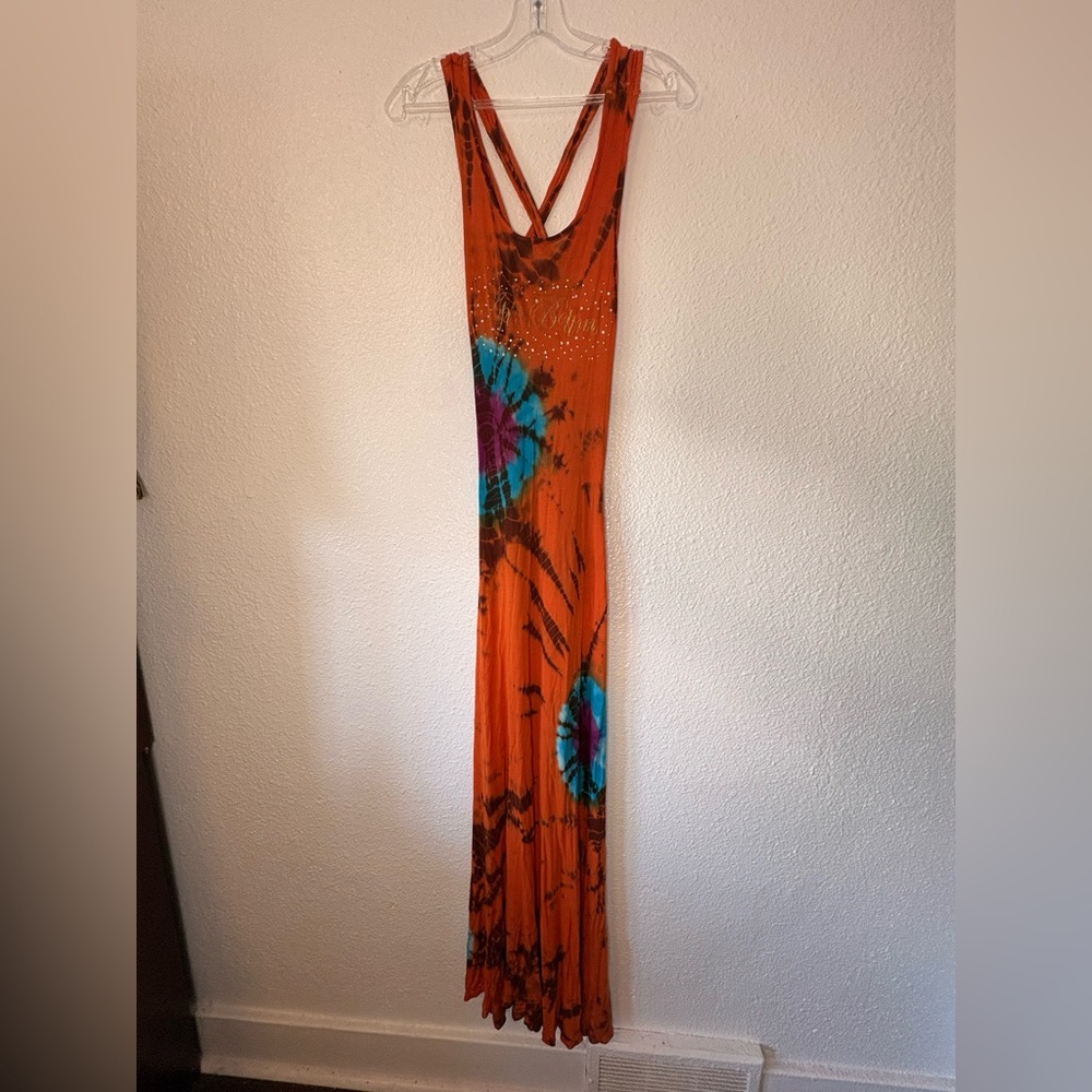 Orange Tie-Dye Maxi Dress